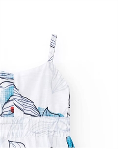 Платье для девочки белого цвета на бретелях и с цветочным принтом, белый Tuc tuc