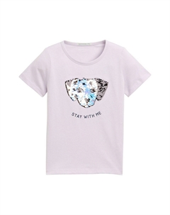 Футболка с принтом MIT WENDEPAILLETTEN, розовый Tom tailor