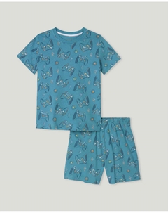 Короткая пижама с принтом по всей поверхности, зеленый Cotton juice