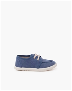 Туфли-лодочки для девочек эко холст белый пол, голубой Pisamonas