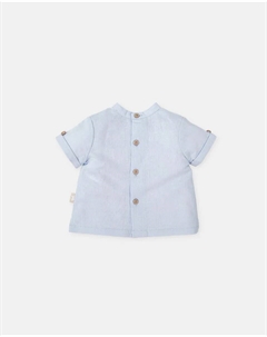 Льняная рубашка с короткими рукавами для мальчика, голубой Tutto piccolo