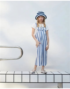 Длинный девичий комбинезон в полоску Kids, синий El corte inglés