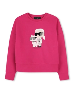 Девичий свитшот с длинными рукавами розового цвета Kids, цвет Rosa Karl lagerfeld