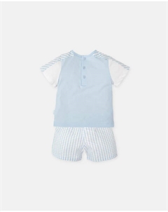 Набор для мальчика 2 предмета небесно-голубой рубашки в клетку и шорт Tutto piccolo