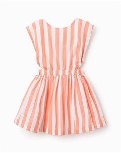 Платье в полоску для девочки с эластичной талией, оранжевый Zippy