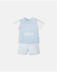 Набор из 2 предметов из небесно-голубой футболки и шорт в клетку Tutto piccolo