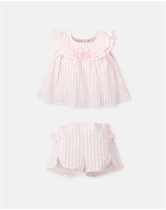 Комплект для девочек из розовой блузки и шорт виши, цвет Rosa Tutto piccolo