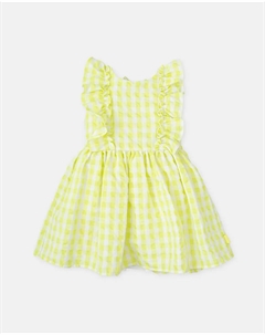 Платье для девочки с рюшами и принтом в клетку, зеленый Tutto piccolo
