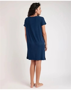 Женская короткая ночная рубашка из вискозного трикотажа темно-синего цвета, тёмно-синий Admas