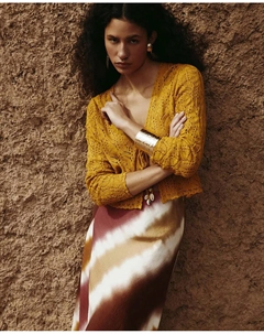 Ажурный жакет с бантом, цвет Mostaza Сфера