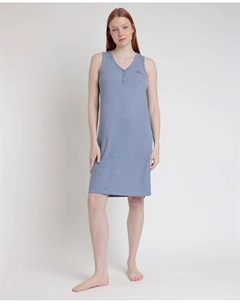 Женская короткая ночная рубашка в полоску трикотаж с принтом, синий Admas