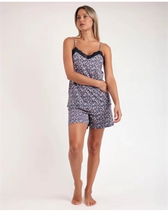 Женская короткая пижама из темно-синего вискозного трикотажа, тёмно-синий Admas