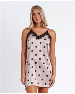 Женская короткая атласная ночная рубашка с кружевным бельем, цвет Piedra Admas