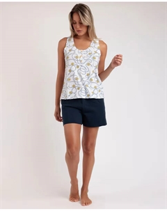 Женская короткая синяя трикотажная пижама, синий Admas