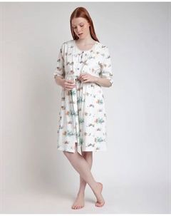 Халат для беременных с французскими рукавами из хлопкового трикотажа экрю, цвет Crudo Disney