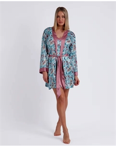 Женский атласный халат с принтом пейсли, цвет Verde Agua Admas