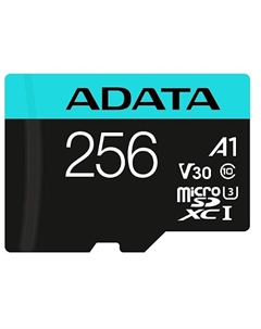 Карта памяти 256GB AUSDX256GUI3V30SA2-RA1 UHS-I U3 Class 10/V30S/A2, Adapter, 100/80 MB/s, RTL Adata