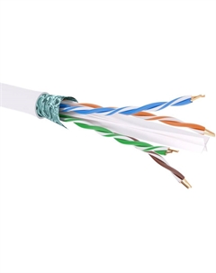Кабель витая пара F/UTP 6 кат. 4 пары RN6FUK02WH 23AWG(0.58 мм), медь, одножильный (solid), внутренний, полиолефин, нг(A)-LS, белый, 'RAM telecom' Dkc