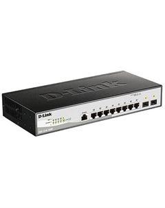 Коммутатор управляемый DGS-1210-10/ME/B2A 8x10/100/1000Mbps, 2x1000Base-X SFP, L2, 19” D-link