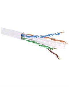 Кабель витая пара U/UTP 6 кат. 4 пары RN6UUK02WH 23AWG(0.58 мм), медь, одножильный (solid), внутренний, полиолефин, нг(A)-LS, белый, 'RAM telecom' Dkc