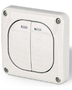 Выключатель DIS1373022 однополюсный, двухклавишный, 20А IP66 белый, "Quadro" Dkc