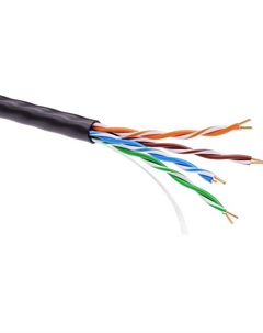 Кабель витая пара U/UTP 5e кат. 4 пары RN5EUUKPEBK 24AWG(0.51 мм), медь, одножильный (solid), внешний, PE, чёрный, 'RAM telecom'' (уп/305 м) Dkc