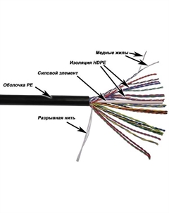Кабель витая пара U/UTP 5e кат. 25 пар -5EUTP25 24AWG(0.51 мм), медь, одножильный (solid), внутренний, PVC, синий, уп/305м Twt