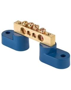 Шина sn0-125-04-2 "0" N (8x12мм) 4 отв. латунь 2 синих угловых изолятора Ekf