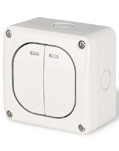 Выключатель DIS1375022 однополюсный, двухклавишный, 20А IP66 белый, "Quadro" Dkc