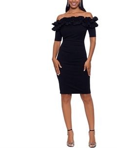 Женское трикотажное коктейльное и вечернее платье с открытыми плечами Xscape
