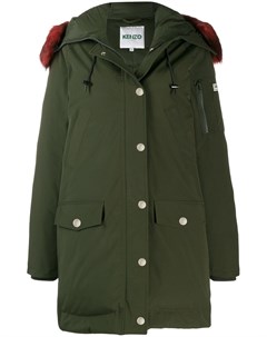 Kenzo пальто с капюшоном и искусственным мехом l зеленый Kenzo