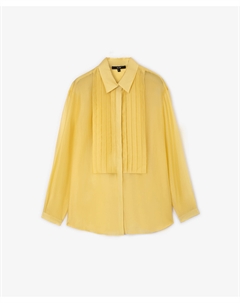 Блузка с манишкой прямой свободной формы из полупрозрачного текстиля желтая Glvr