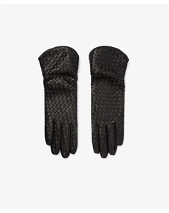 Перчатки из натуральной кожи с плетением в верхней части черные Glvr