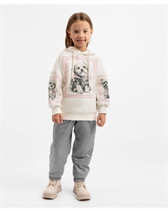 Брюки утеплённые демисезонные на флисе серые для девочки Gulliver