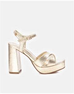 Женские босоножки на каблуке с застежкой на пряжке, золотой Refresh