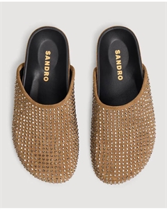 Женские мюли на пятке со стразами, цвет Kaki Sandro