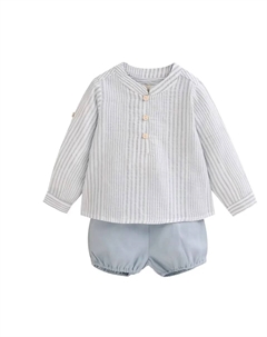 Комплект для мальчика из сине-белой полосатой рубашки и синих шорт, синий Dadati