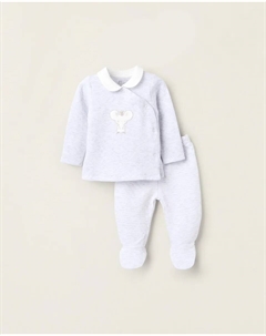 Пижама для мальчика вафельная текстура с кнопками, светло-серый Zippy