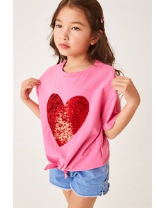 Короткая футболка с пайетками, розовый Next