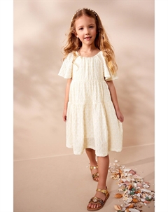 Платье из фактурного трикотажа с расклешенными рукавами (3–16 лет), белый Next