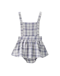 Синий клетчатый сарафан для девочки с подходящими трусиками Dadati