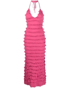Платье макси с V-образным вырезом и оборками, розовый Blumarine
