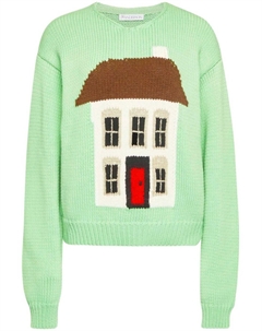 Джемпер вязки интарсия с узором, зеленый Jw anderson