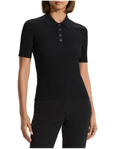 Свитер-поло в рубчик, черный Theory