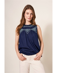 Синяя блузка Esme из хлопка и шелка, синий White stuff