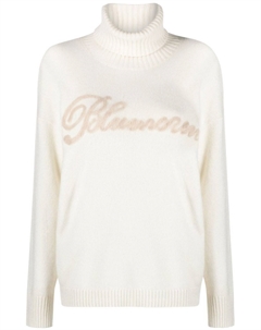 Джемпер с высоким воротником и логотипом, нейтральный цвет Blumarine