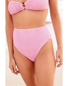 Плавки бикини с завышенной талией связанные крючком, розовый Next