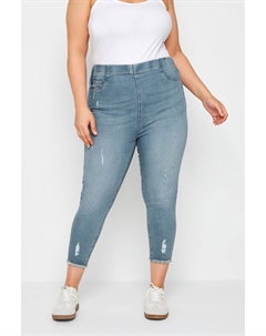 Укороченные джеггинсы Jenny Cat с царапинами, синий Yours