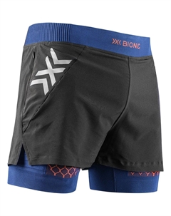 TWYCE RACE 2IN1 мужские беговые шорты, черный/синий X-bionic