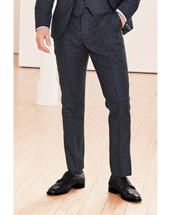 Брюки в клетку Signature узкого кроя, темно-серый Next